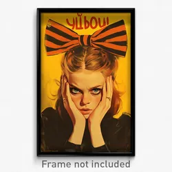 Icelandic Movie Poster - Girl Feeling Reluctant, Cluttered Striped Bow (Print)