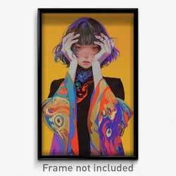 Art Poster - Girl Feeling Humility Wearing Crafty Wide Sleeves (Art Print)