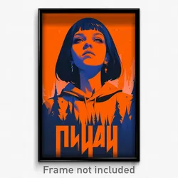 Russian Movie Poster - Girl Feeling Kind, Dramatic Orange Hoodie (Art Print)