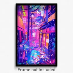 Art Poster - Stained Alley (Psychedelic Trippy Weird 11x17 Cartoon Print)