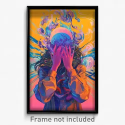 Movie Art Poster - Woman Feeling Regret, Buoyant Pink Sleeves (Retro Film Print)