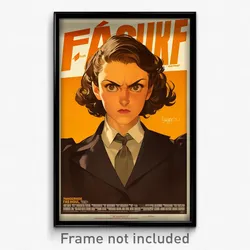 French Movie Poster - Girl Feeling Frustrated, Advanced Grey Necktie (Art Print)