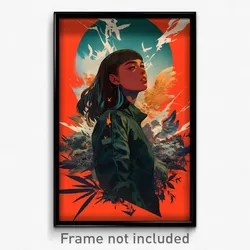 Icelandic Movie Poster - Girl Feeling Isolated, Athletic Green Sleeves (Print)