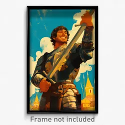 Spanish Movie Poster - Man Feeling Happy, Adventurous Shoulder Armor (Art Print)