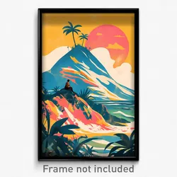Thai Movie Poster - Mountainous Seascape (Thailand Retro Film Art Print)