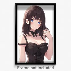 Anime Art Poster - Girl Feeling Tired Wearing Thick Black Corset (Print)