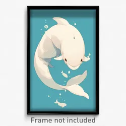 Anime Art Poster - Beluga Whale Feeling Weak Wearing Speeding Tail Ornament