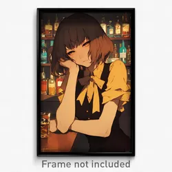 Anime Art Poster - Woman Feeling Grouchiness Wearing Yellow Brown Ribbon (Print)