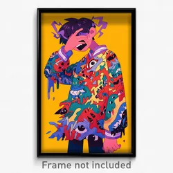 Art Poster - Boy Feeling Frustrated Wearing Homely Tunic (Print)