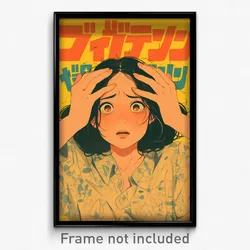 Indonesian Movie Poster - Girl Feeling Worried, Modern Orange Ribbon (Art Print)