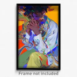 Art Poster - Boy Feeling Impatient Wearing Candid White Scrunchie (Print)