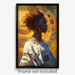 Art Poster - Woman Feeling Determined Wearing Sparkling White Capelet (Print)
