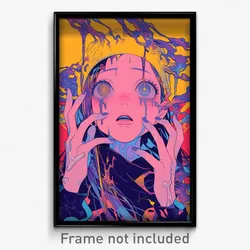 Anime Art Poster - Girl Feeling Miserliness, Simplistic Yellow Headwear (Print)