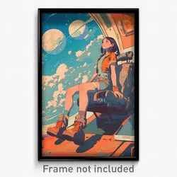 Movie Art Poster - Girl Feeling Comfortable, Fluid Lace Up Boots (Film Print)