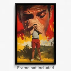 Brazilian Movie Poster - Man Feeling Powerless, Red Grey Shorts (Art Print)