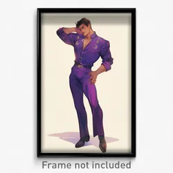 Art Poster - Man Feeling Nostalgic Wearing Adorable Purple Bodysuit (Art Print)
