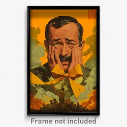 Mexican Movie Poster - Man Feeling Perplexed, Radiant Yellow Bow (Art Print)