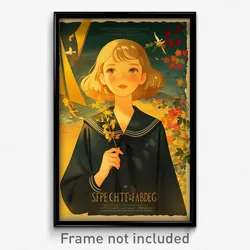 French Movie Poster - Girl Feeling Careless, Old Brown Sailor Collar (Art Print)