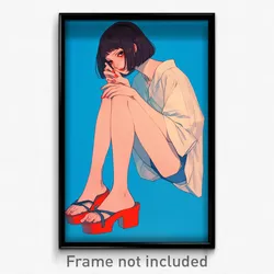 Art Poster - Girl Feeling Loathing Wearing Cherry Clog Sandals (Art Print)