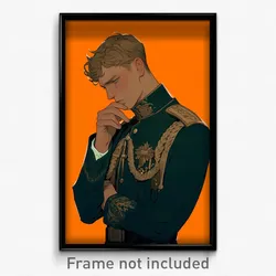 Art Poster - Boy Feeling Longing Wearing Lively Military Uniform (Print)