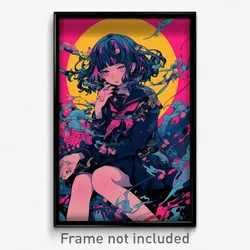 Anime Art Poster - Girl Feeling Scorn Wearing Glum Moon Ornament (Print)