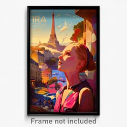 French Movie Poster - Girl Feeling Nostalgic, Flashy Pink Vest (Art Print)