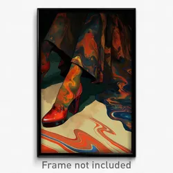 Art Poster - Woman Feeling Anticipating Wearing Thoughtful Red Footwear (Print)