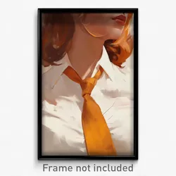 Art Poster - Woman Feeling Flakey Wearing Soft Orange Necktie (Art Print)