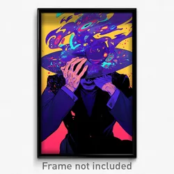 Anime Art Poster - Man Feeling Powerless Wearing Able Large Hat (Print)