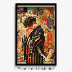 Brazilian Movie Poster - Man Feeling Stuck, Angelic Striped Kimono (Art Print)