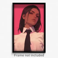 Art Poster - Girl Feeling Intrigued Wearing French Pink Necktie (Print)