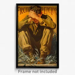 French Movie Poster - Man Feeling Self Pity, Lively Brown Shirt (Art Print)