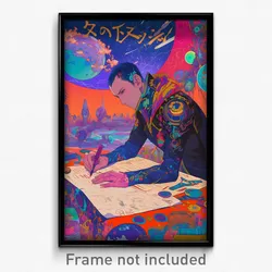 Movie Art Poster - Man Feeling Shame, Thin Clothes Writing (Retro Film Print)