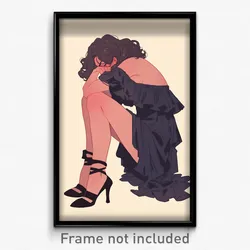 Art Poster - Woman Feeling Grief Wearing Fabulous Frilled Socks (Art Print)