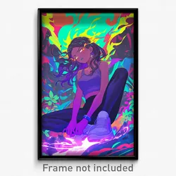 Anime Art Poster - Girl Feeling Demoralized Wearing Scholarly Yoga Pants (Print)