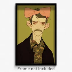 Art Poster - Men Feeling Gloomy Wearing Jazzy Bow Hairband