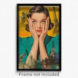 French Movie Poster - Woman Feeling Weak, Green Blue Dress (France Art Print)