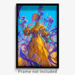 Art Poster - Woman Feeling Sympathy Wearing Large Yellow Dress (Print)