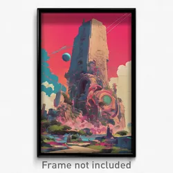 Movie Art Poster - Dim Chateau (Psychedelic Trippy Retro Cartoon Film Print)