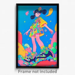 Anime Art Poster - Girl Feeling Surprise Wearing Gorgeous Clog Sandals (Print)