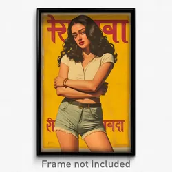 Bollywood Movie Poster - Woman Feeling Suspicious, Carefree Side Slit Shorts