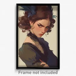 Art Poster - Woman Feeling Infuriated, Velvety Feather Hair Ornament (Art Print)
