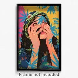 Brazilian Movie Poster - Girl Feeling Intrigued, Zesty Aqua Headwear (Art Print)