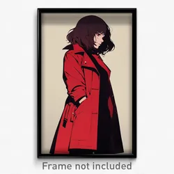 Art Poster - Girl Feeling Envy Wearing Quiet Red Coat