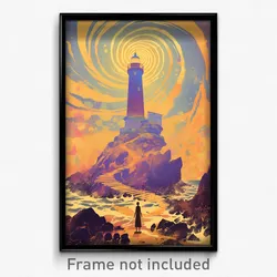 Greek Movie Poster - Bumpy Lighthouse (Greece Psychedelic Art Retro Film Print)