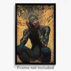 Art Poster - Man Feeling Dismay Wearing Mysterious Catsuit (Print)