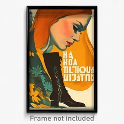 Icelandic Movie Poster - Woman Feeling Enjoyment, Cluttered Lace Up Boots
