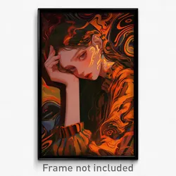 Anime Art Poster - Girl Feeling Attraction, Heartfelt Brown Sleeves (Print)