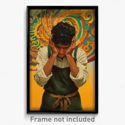 Mexican Movie Poster - Boy Feeling Contentment, Tidy Green Apron (Art Print)