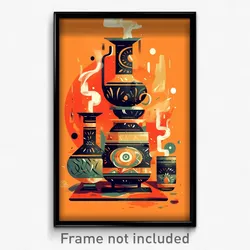 Hebrew Movie Poster - Simplistic Stove (Israel Psychedelic Art Retro Film Print)